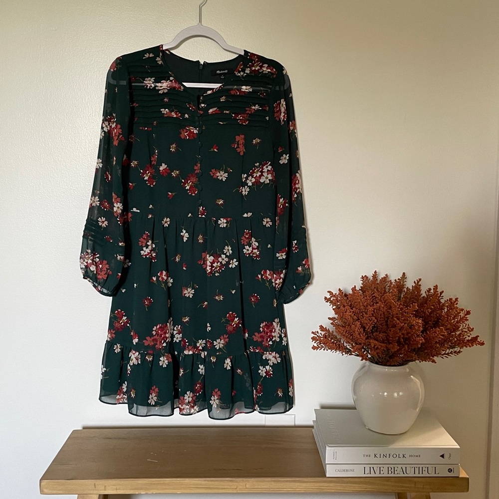 Madewell Green Floral dress size 6